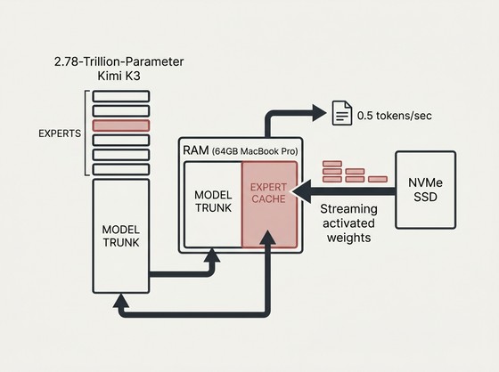 Run 2.78-trillion-parameter Kimi K3 model beyond available RAM