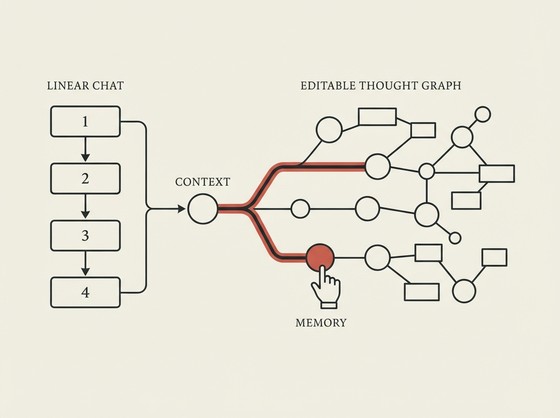 ThoughtDAG maps LLM conversations into an editable thought graph